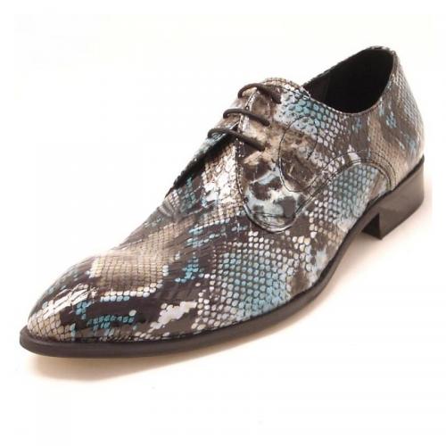 Encore By Fiesso Blue Snake Print Leather Shoes FI3170